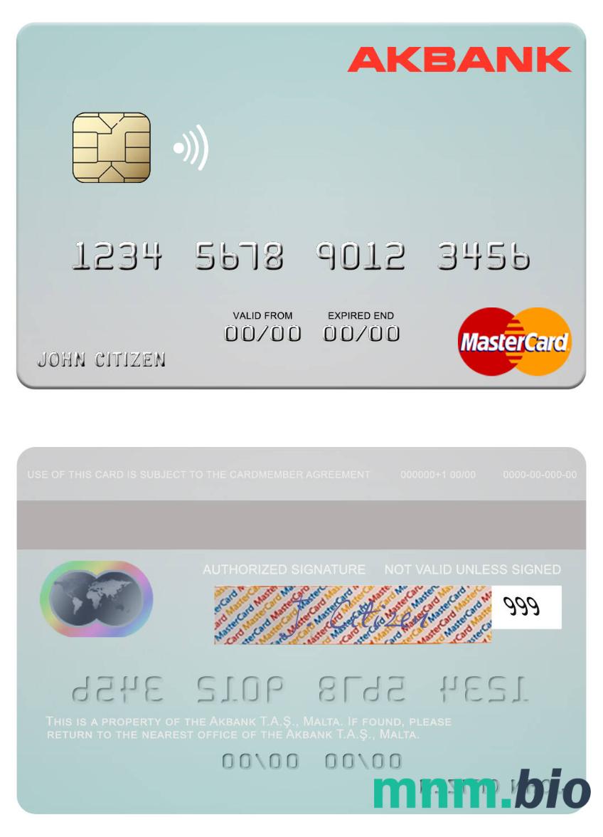 Malta Akbank T.A.Ş. przykład karty mastercard w formacie PSD